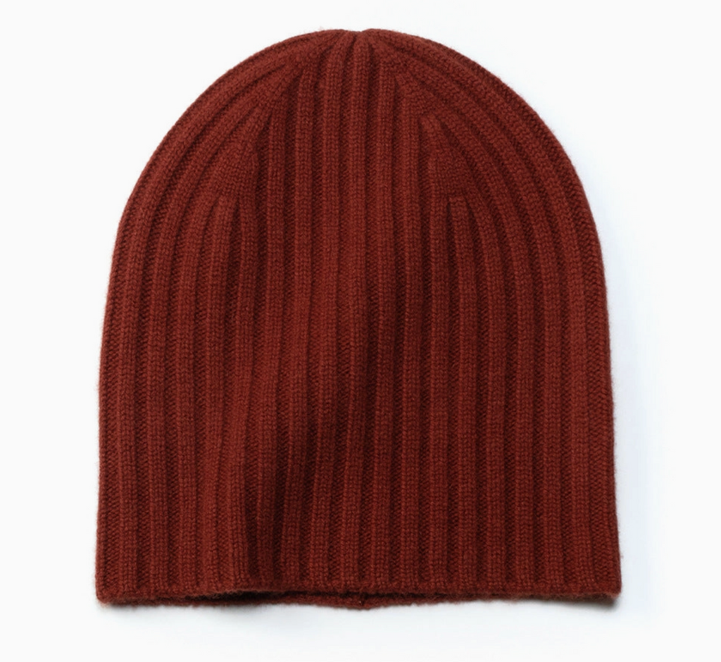 Burberry Pure Cashmere Burgundy Rib Cuffed Beanie Hat Burberry Burgundy Ribbed Cashmere Beanie Burberry main image 4