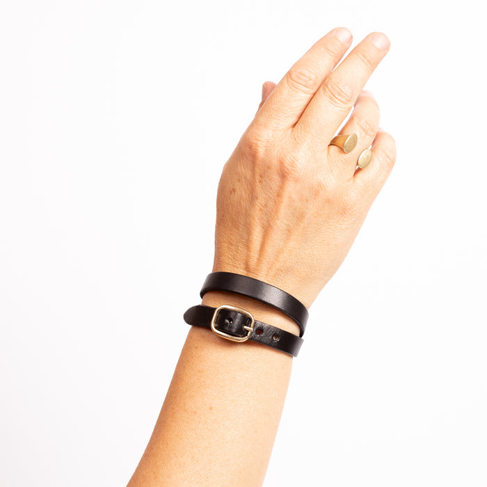 Black Leather Friendship Bracelet