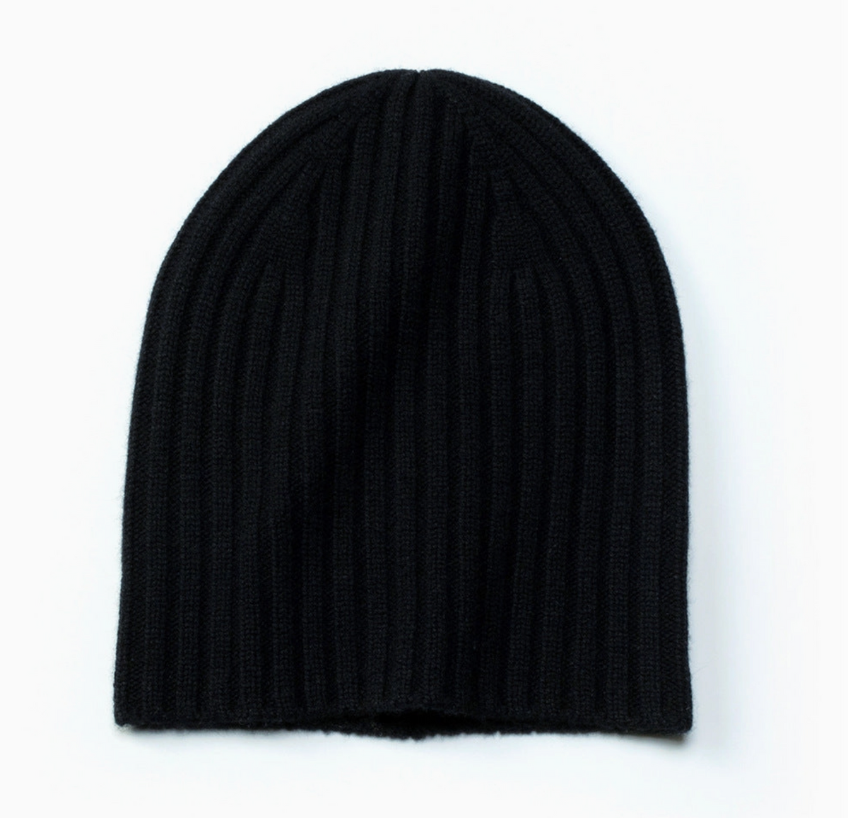 Ribbed Cashmere Beanie - Black- Last Chance