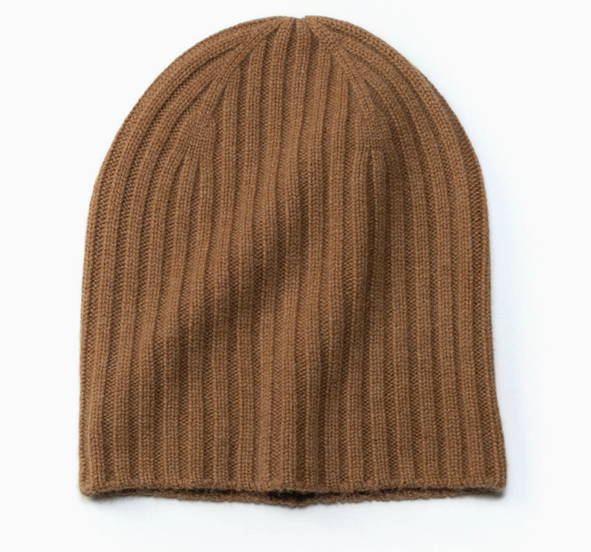 Ribbed Cashmere Beanie - Caramel- Last Chance