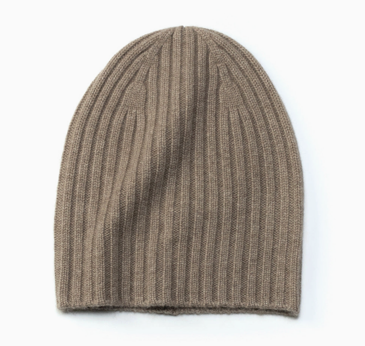 Ribbed Cashmere Beanie - Taupe- Last Chance