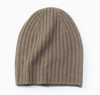 Ribbed Cashmere Beanie - Taupe- Last Chance