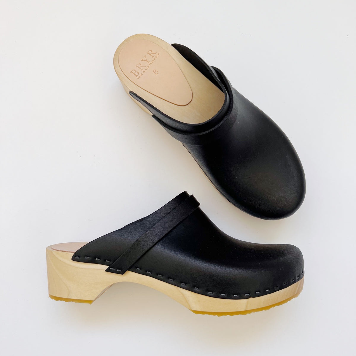 Gwen Worker Clog in Black Leather