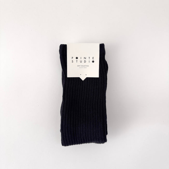 Slouch Crew Grip Socks in Black