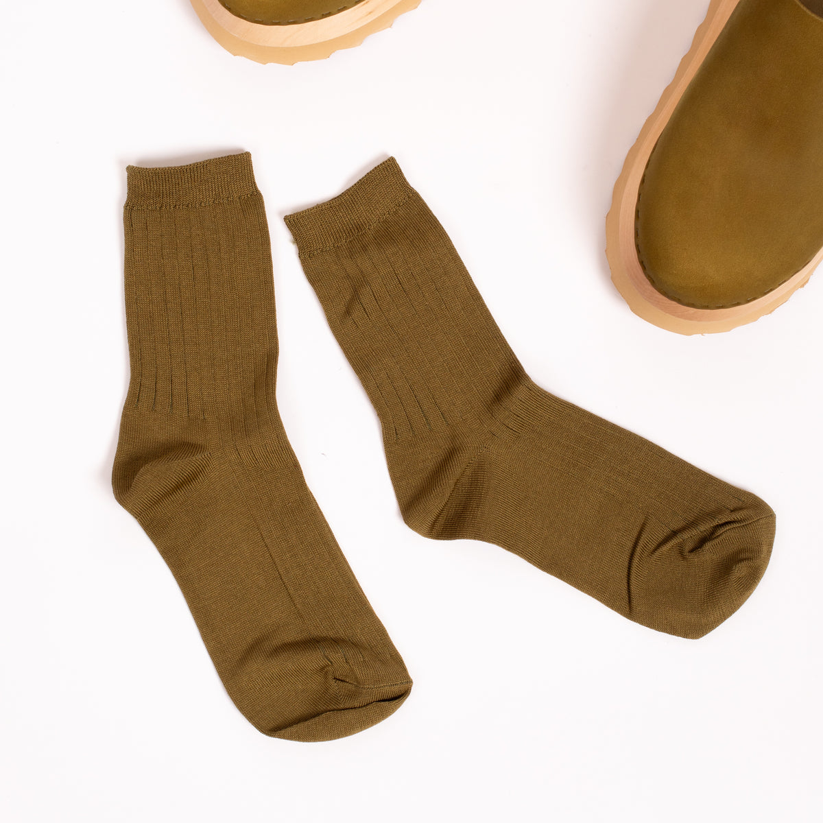 Her socks in Pesto