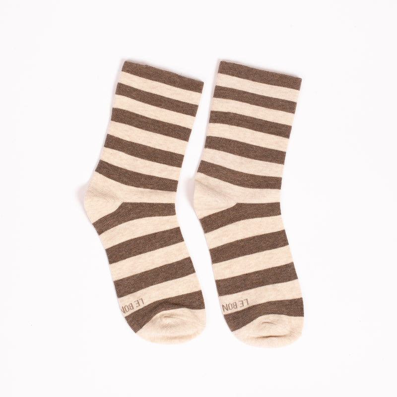 Wally Socks in Brown Stripe