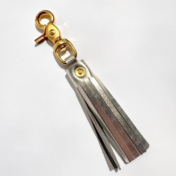 Tassel Keychain in White Gold