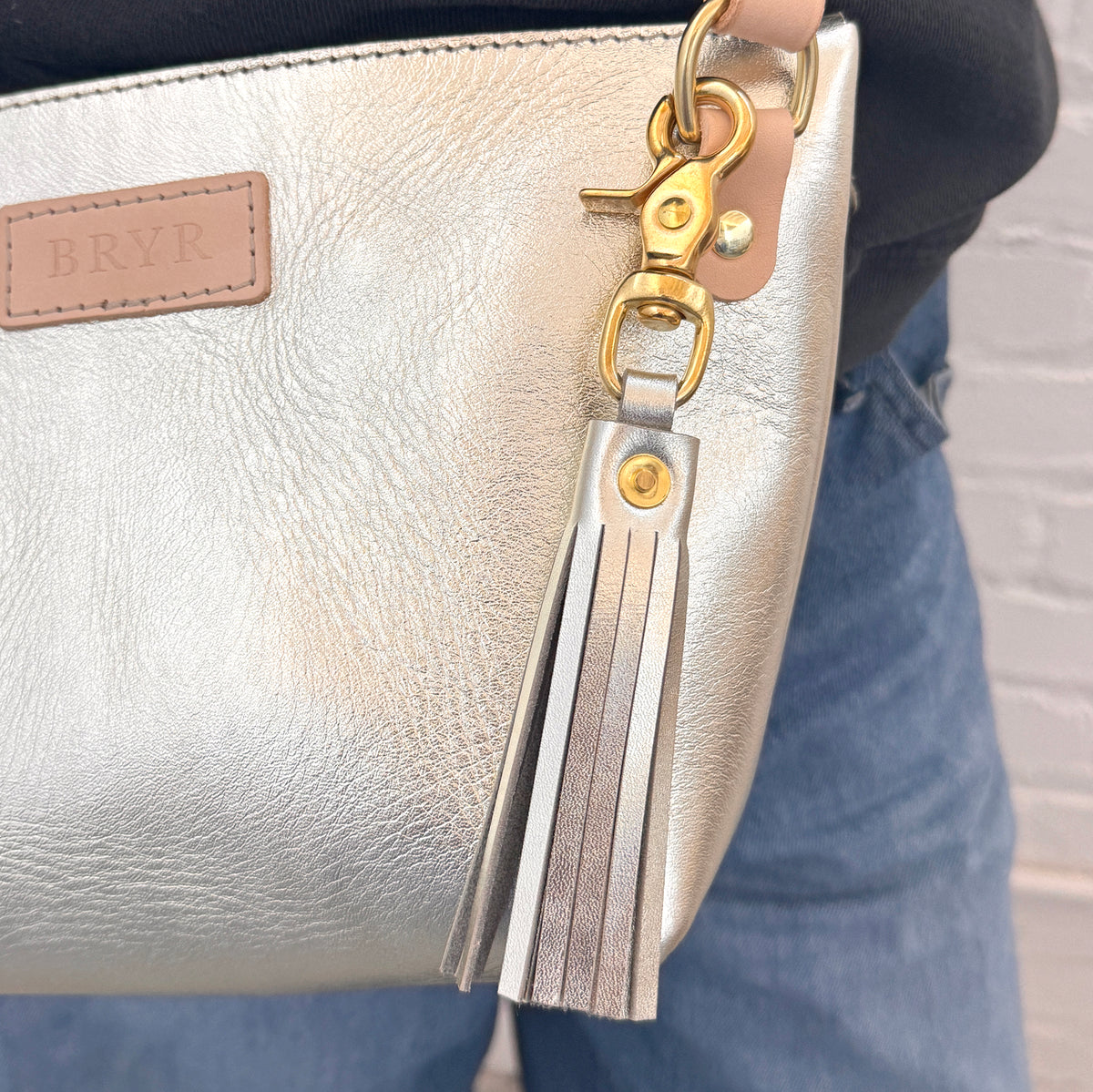 Tassel Keychain in White Gold