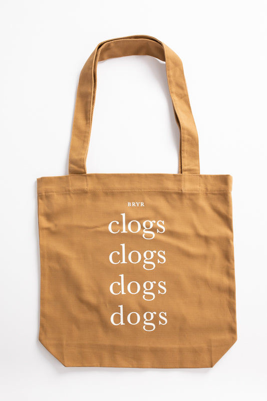 Clogs + Dogs tote-Camel