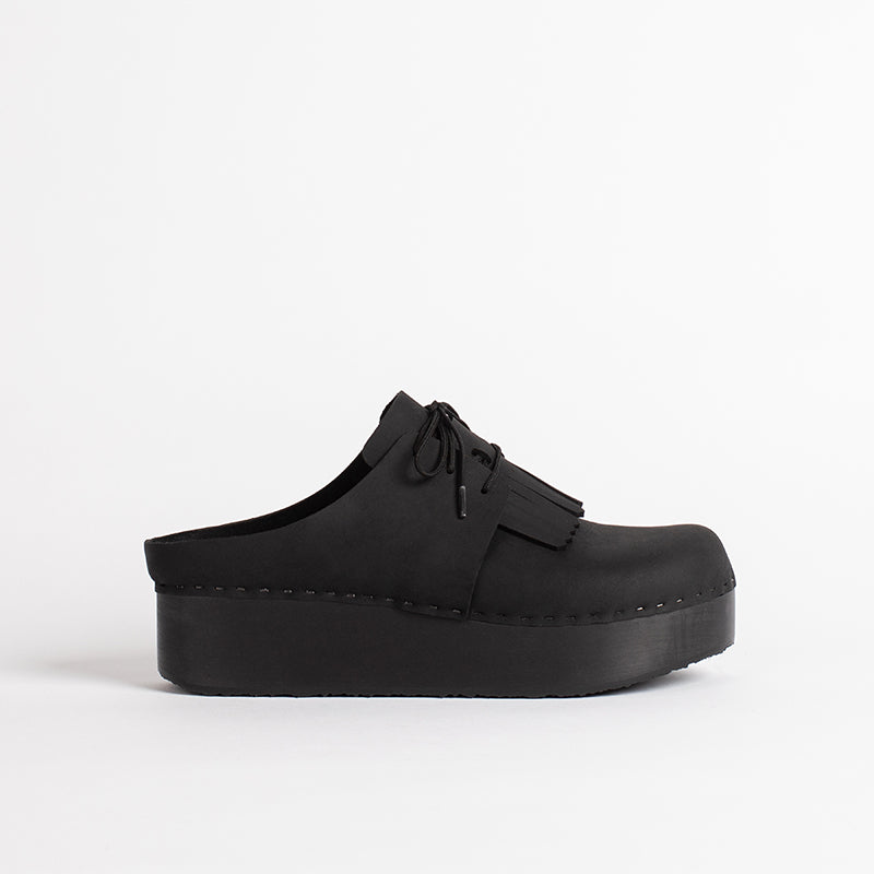 Zoe in Monochrome Black Nubuck with a matching Kilt - Size 4 (T2)