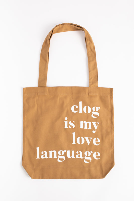 Clog is my Love Language tote-Camel